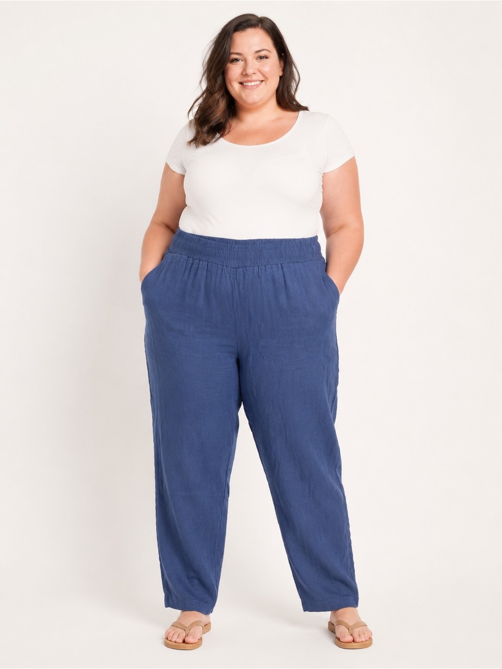 Cable & Gauge Relaxed Wide-Leg Pants in Navy Blue